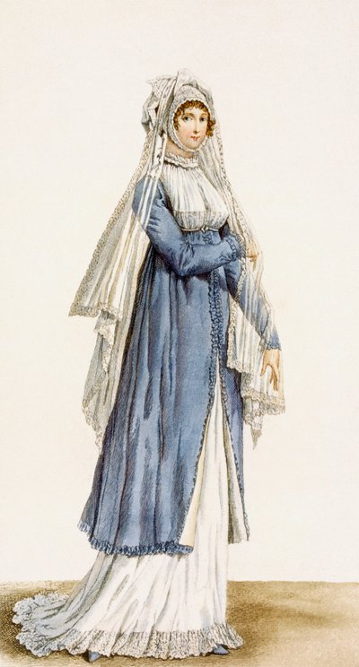 Vestido de dia das senhoras, apartamento do &39;Incrível e maravilhoso&39;, gravado por Georges Jacques Gatine (1773-1831), pub. Paris, 1803 de Antoine Charles Horace Vernet