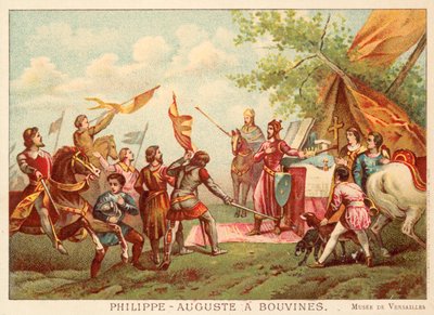 Philip Augustus da França em Bouvines, 1214 (chromolitho) de Antoine Charles Horace Vernet