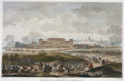 A Batalha de La Favourite, 25 Nivose, Ano 5 (Janeiro 1797), gravado por Jean Duplessi-Bertaux (1747-1819) (aquatint) de Antoine Charles Horace Vernet