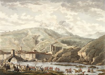 A Batalha de Millesimo, 25 Germinal, Ano 4 (abril de 1796), gravado por Jean Duplessi-Bertaux (1747-1819) (aquatint) de Antoine Charles Horace Vernet