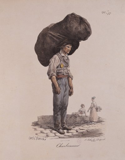 O Collier, número 11 da série "Os gritos de Paris", gravado por Francois Seraphin Delpech (1778-1825) de Antoine Charles Horace Vernet