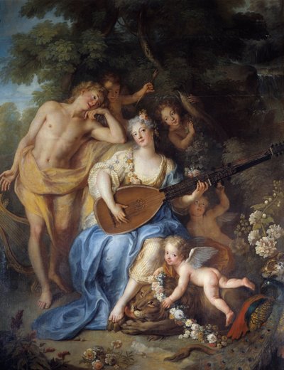 Detalhe do "Retrato da Duquesa de Villars" nee Angelique de Varangeville (1683 -? ). Pintura de Antoine Coypel (1661-1722) de Antoine Coypel