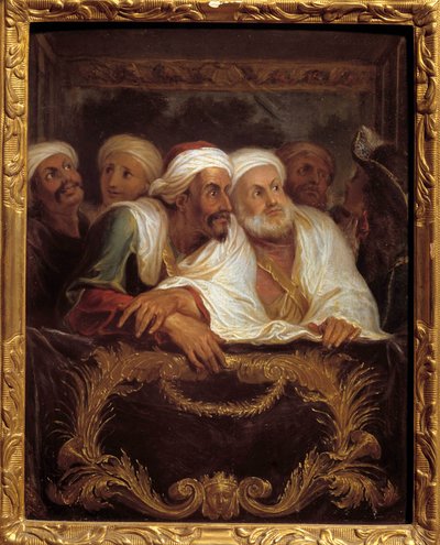 O embaixador marroquino Mohamed Temin assiste a um espectáculo num hotel da comédia italiana em Paris, em Fevereiro de 1682 Pintura de Antoine Coypel (1661-1722) Sol do século XVII. 0,28x0,22 m de Antoine Coypel