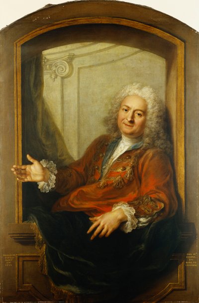 Retrato de Monsieur Dupille, no meio do corpo, com um roupão sentado à beira de uma janela, 1733 de Antoine Coypel