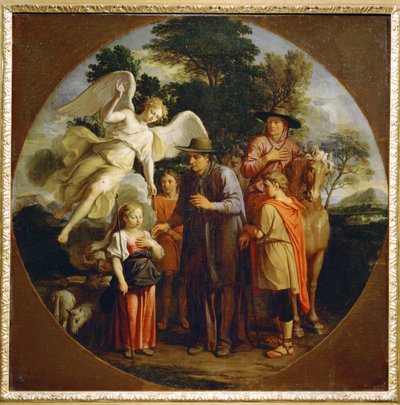 Santa Genoveva recebendo a medalha de Saint Germain (pintura sobre tela) de Antoine Coypel