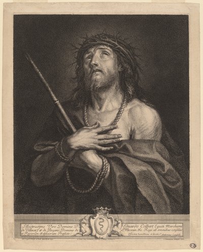 Cristo como homem de dores de Antoine Coypel, finished in engraving by Charles Simonneau