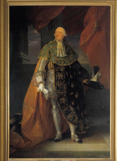 Retrato de Louis Philippe II Joseph, Duque de Orleans (1747-1793) conhecido como Philippe Egalite no grande hábito da Ordem do Espírito Santo Pintura de Antoine François (Antoine-Francois) Callet (1741-1823) de Antoine François Callet