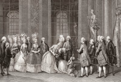 Maria Antonieta visitada pela família Bellegarde. (imprimir) de Antoine Jean Duclos