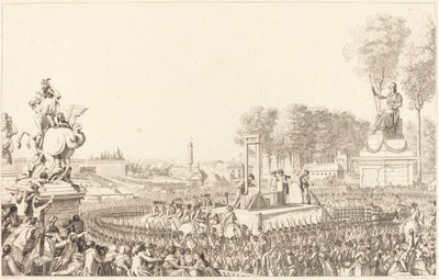 Dia de 16 de outubro de 1793, a morte de Maria Antonieta de Antoine Jean Duclos after Charles Monnet