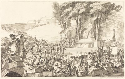 A Fonte da Regeneração nos escombros da Bastilha, 10 de abril de 1793 de Antoine Jean Duclos after Charles Monnet