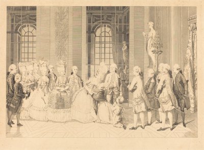 A rainha anunciando à Sra. de Bellegarde juízes e a liberdade de seu marido em 1º de maio de Antoine Jean Duclos after vicomte Charles Henri Desfosses