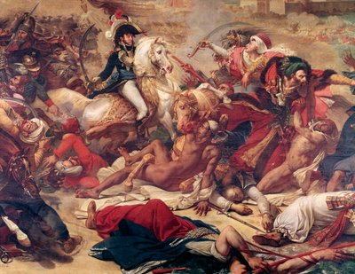 Batalha de Abukir, General Murat lutando contra o exército otomano. (Detalhe, Óleo sobre tela de Antoine Jean Gros