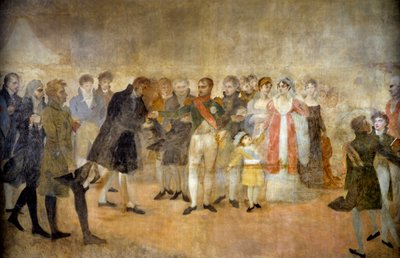 O Imperador Napoleão I visita o Salon du Louvre e distribui aos artistas as cruzes da Legião de Honra 22/10/1808 Pintura de Antoine Jean Gros (1771-1835) Sol do século XIX. 3,5x6,4 m de Antoine Jean Gros