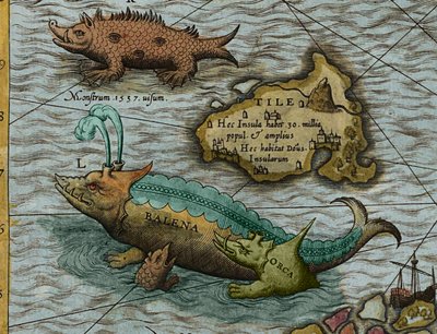 Pormenor de um mapa do mar (Carta marina) de Olaus Magnus (1490-1557) de Antoine Lafrery