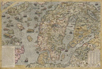 Mapa do Mar (Carta marina) de Olaus Magnus (1490-1557) de Antoine Lafrery