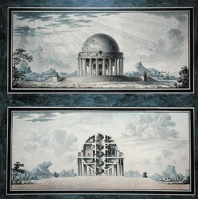 Design para uma casa para um cosmopolito, 1783 (wc no papel) (detalhe) (ver também 195241-195242, 196725-196726) de Antoine Laurent Thomas Vaudoyer