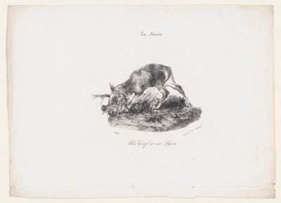 Um cervo e um lince, 1834. de Antoine Louis Barye