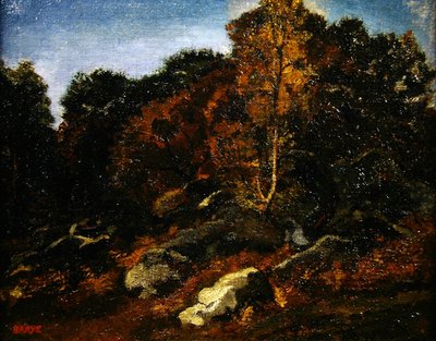 Outono em Fontainebleau (óleo sobre tela) de Antoine Louis Barye