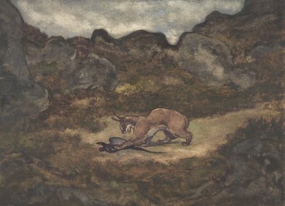 Caracal e faisão, 1810-75. de Antoine Louis Barye