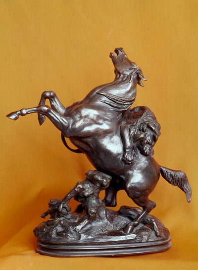 Lion Attacking a Horse Bronze sculpture de Antoine Louis Barye (1795-1875) século XIX. Paris, Museu do Louvre de Antoine Louis Barye