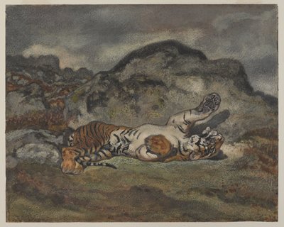 Tigre Rolante, c.1840 (wc no papel) de Antoine Louis Barye
