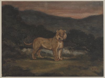 Leoa em pé (wc no papel) de Antoine Louis Barye