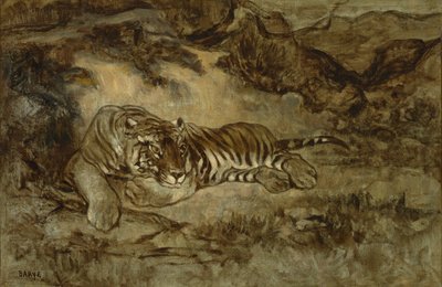 Tigre em repouso, c.1850-70 de Antoine Louis Barye