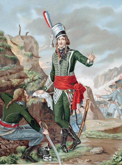 François Severin Marceau-Desgraviers (1769-1896) Soldado revolucionário francês: exército republicano de La Vendee: combateu em Fleurus, Mainz, Mannheim e Coblenz. Ferido mortalmente em Altenkirchen. Cromolitografia a partir de uma pintura. de Antoine Louis Francois (after) Sergent Marceau