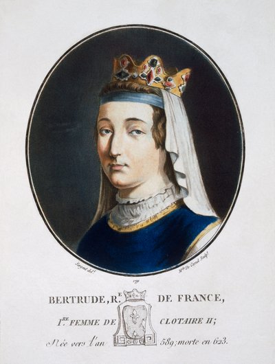 Bertrude, de Retratos dos Grandes Homens, Mulheres Ilustres e Assuntos Memoráveis da França, Graves e Impressos em Cores, publicado por Pierre Blin, 1786-92, Paris (gravura colorida) de Antoine Louis Francois Sergent Marceau