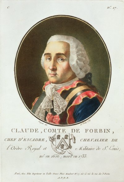 Claude (1656-1733) Comte de Forbin, 1789, de "Retratos de grandes homens, mulheres ilustres e súditos memoráveis da França", gravados em 1787-92 de Antoine Louis Francois Sergent Marceau
