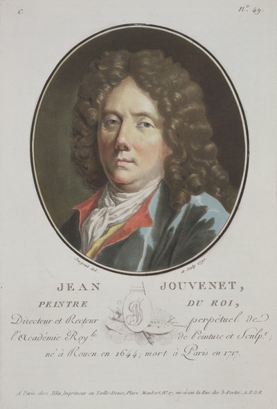 Jean Jouvenet, de Retratos dos Grandes Homens, mulheres ilustres e temas memoráveis da França, sérios e impressos em cores, publicado por Pierre Blin, 1786-1792, Paris de Antoine Louis Francois Sergent Marceau