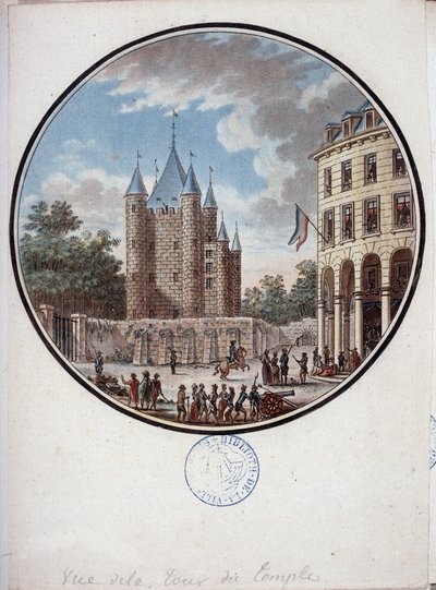 Paris, vista da Torre do Templo - em "Vista pitoresca dos principais edifícios de Paris" pelo Sargento de Antoine Louis Francois Sergent Marceau