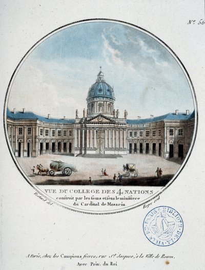 Vue du Collège des Quatre Nations (Institut de France) - em "Picturesque views of the main buildings of Paris", por Sargento de Antoine Louis Francois Sergent Marceau