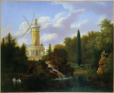 Moinho de vento no Folie-Beaujon em Paris, 1827 de Antoine Patrice Guyot