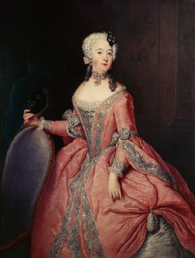 Retrato de Luise Ulrike princesa da Prússia (1720-1782) com máscara na mão de Antoine Pesne