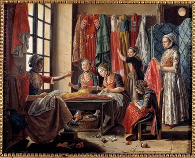 Uma oficina de costura em Arles em 1760 Pintura de Antoine Raspal (1738-1811) 1760 Arles, Musee Reattu de Antoine Raspal