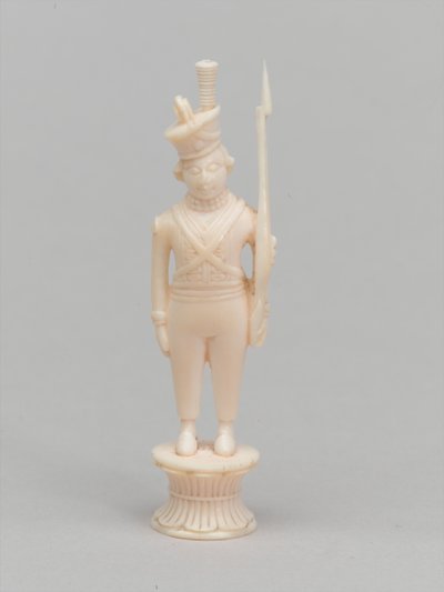 Peão branco, peça de xadrez, Índia, 1820 cerca de Antoine Verard