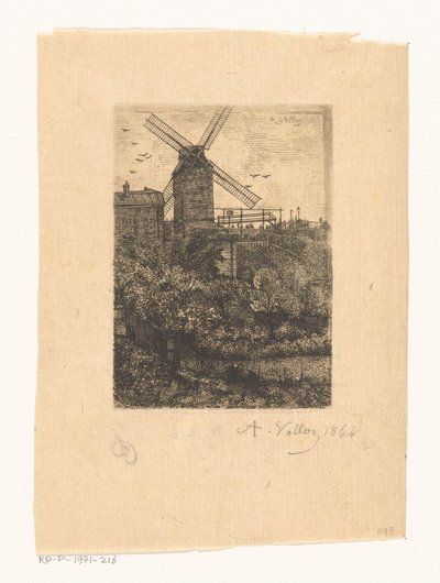 Vista do Moulin de la Galette em Montmartre de Antoine Vollon (signed by artist)