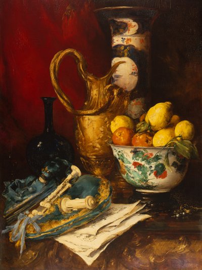 A Still Life (óleo no painel) de Antoine Vollon