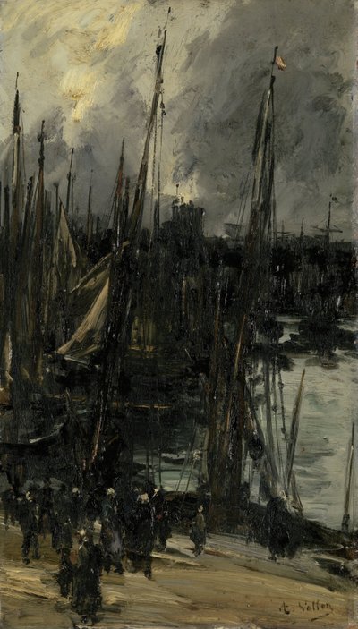 Vista do porto em Dunkerque (ou Dieppe?) de Antoine Vollon