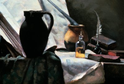 Ainda vida com crânio, detalhe, século XIX. de Antoine Vollon