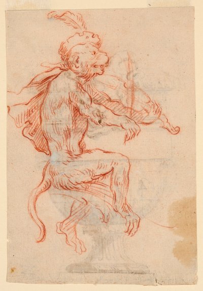 Macaco tocando violino de Antoine Watteau