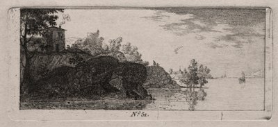 Casa de campo em um Rocky Promentory ao longo de um rio. de Antoine de Marcenay de Ghuy