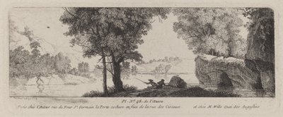 Paisagem do rio com um pescador de Antoine de Marcenay de Ghuy