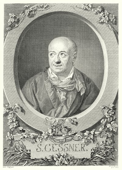 Salomon Gessner, pintor e poeta suíço (gravura) de Anton (after) Graff
