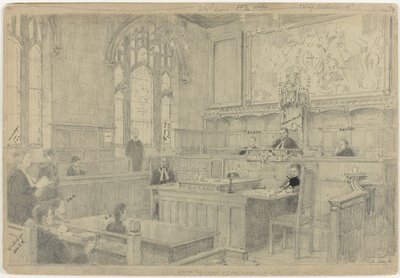 Estudo de toda a composição para a pintura (inacabada) da corte holandesa em Londres, junho de 1942 de Anton Abraham van Anrooy
