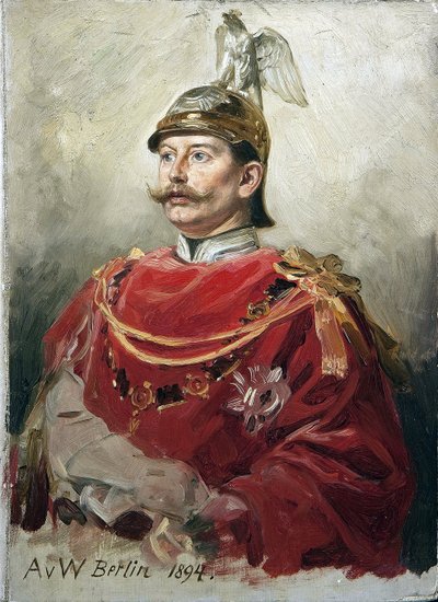 Guillaume II Retrato do Imperador alemão Wilhelm II (1859-1941), Rei da Prússia par Werner, Anton von (1843-1915). Óleo sobre papelão, tamanho : 32x22,5 de Anton Alexander von Werner