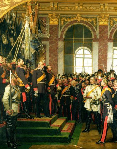 A Proclamação de Wilhelm como Kaiser do novo Reich Alemão, no Salão dos Espelhos de Versalhes em 18 de janeiro de 1871, pintado em 1885 (ver também 153620) de Anton Alexander von Werner