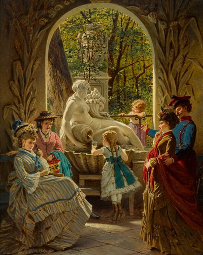 Pavillon du festival de Printemps a Schonbrunn, Vienne - Pavilhão da Feira da Primavera em Schoenbrunn - Anton Ebert (1845-1896). Óleo sobre madeira Dimensões : 65x52 cm Coleção Particular de Anton Ebert