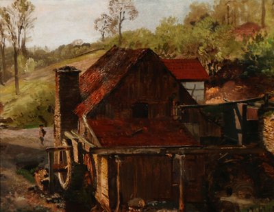 Dinamarquês: Bag en Vandmølle Atrás de um moinho de água de Anton Eduard Kieldrup